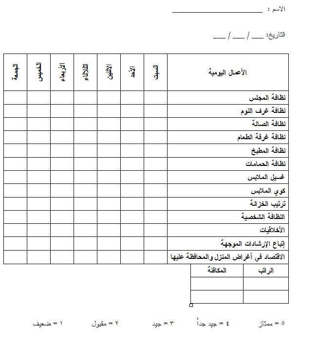 جدول شغالات بطريقة منظمة ادعولي , اعملي كل شغل البيت بسهوله